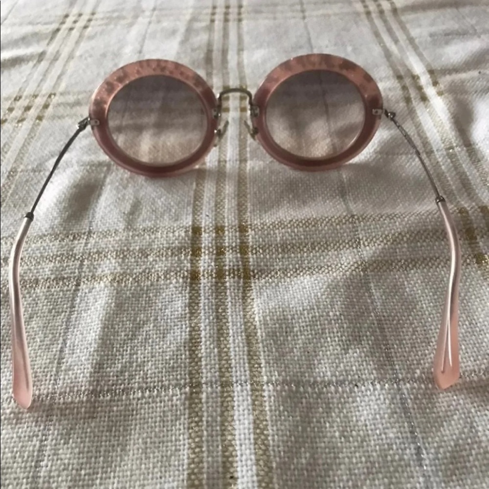 Miu Miu Authentic Round Havana Glitter Suede Pink… - image 4